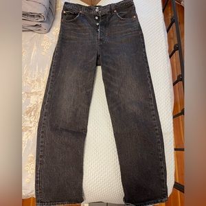 Black Ribcage Straight Ankle Levi’s Jeans